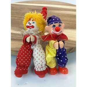 VINTAGE Clown Lot Clip On Clasping Hands Plush Toys